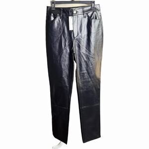 American Tall True Touch Leather Straight Leg Pants for Tall Women Black 29x37